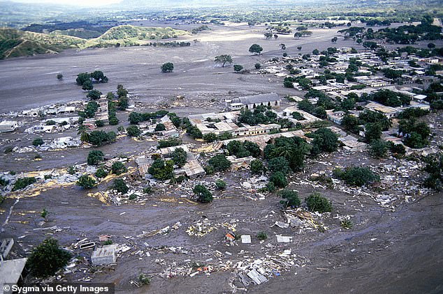 The biggest threat to people living near this volcano are lahars, or muddy flows of rock, ash and ice, like the one that destroyed this Columbia town after a volcanic eruption in 1985.