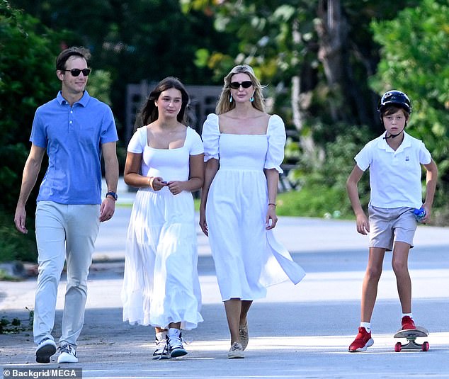 Ivanka, 42, was spotted late Friday afternoon walking with her husband Jared Kushner and their daughter Arabella Rose, 13, and son Joseph Frederick, 11