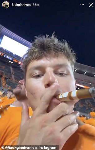 Ginnivan appeared to smoke the cigar in the now-deleted video