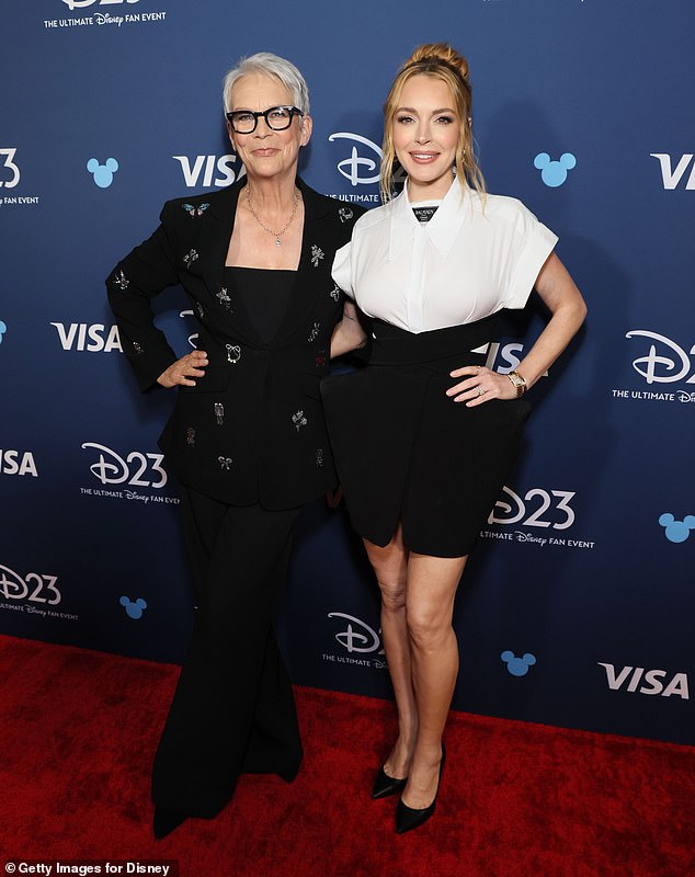 Jaime Lee Curtis admitted that Lindsay Lohan was in full 'mom mode' on the set of Freakier Friday; seen in August 2024