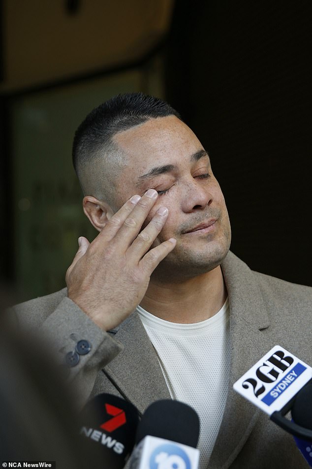 Hayne (pictured outside court after his sexual assault charges were officially dropped) returns to top-flight football with the Fijian rugby league team