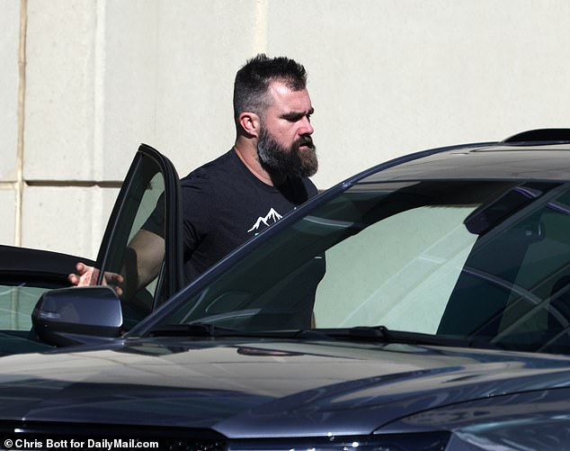 Jason Kelce and his wife Kylie were spotted in Kansas City shortly after landing