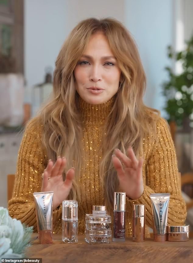 Jennifer Lopez appeared online Wednesday to plug products from her JLo Beauty range as she announced the return of her JLo Beauty Glow Kit for the holidays