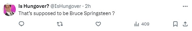 Several X users claimed that White looks nothing like Springsteen