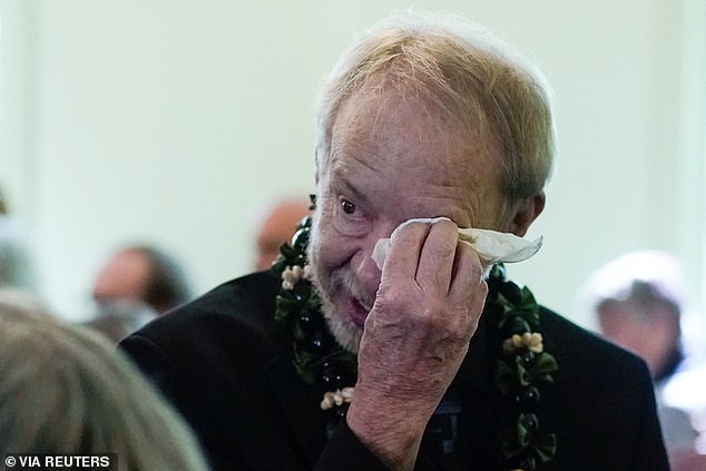 Jeff Carter, 72, reacts as he leaves the funeral service for former First Lady Rosalynn Carter