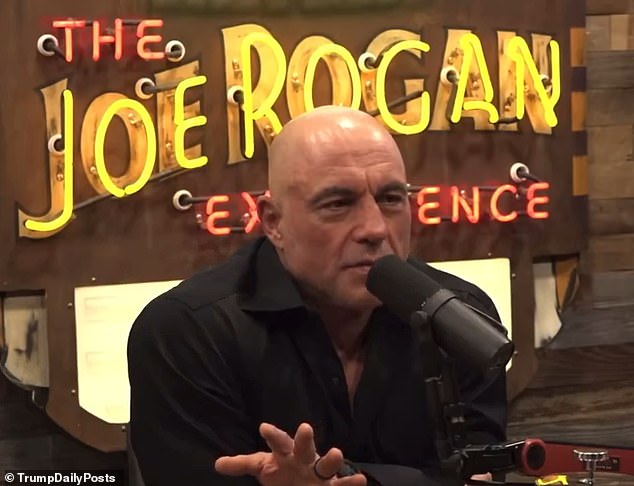 Joe Rogan, pictured during his interview with Donald Trump, has revealed that Kamala Harris agreed to appear on his podcast, but he refused the terms proposed by her team