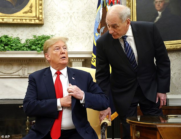 John Kelly (right), the longest-serving White House chief of staff, has doubled down on claims that the former president was a fan of Adolf Hitler, warning that he would 