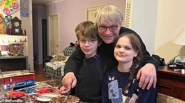 Jonathan Walker (pictured with two of his seven children) and his family are left with a destroyed house and $10,000 in damages after a hailstorm