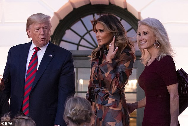 The bold, confident, free-thinking modern woman who will soon occupy the White House is not named Kamala Harris. (Photo: Kellyanne with Donald and Melania Trump at the White House in 2019).