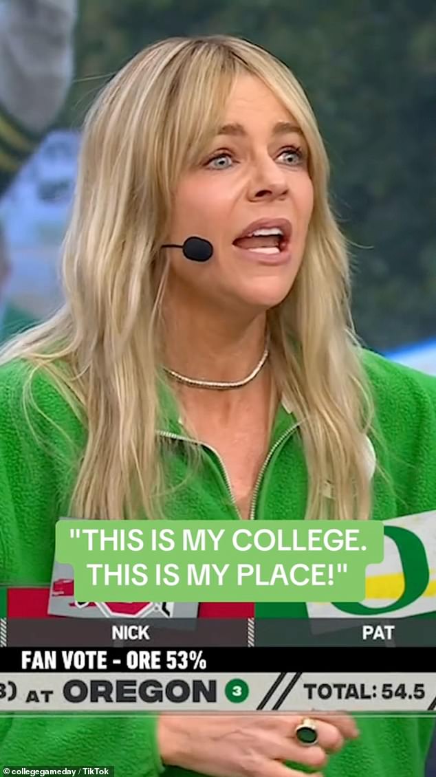 Kaitlin Olson, 49, admitted to losing her virginity at her alma mater, the University of Oregon