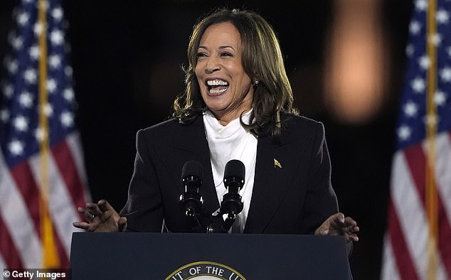 US Vice President Kamala Harris speaks at a campaign rally