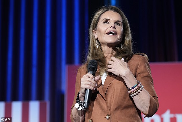 Moderator Maria Shriver speaks during a town hall with Democratic presidential candidate Vice President Kamala Harris at the Royal Oak Theater in Royal Oak, Michigan