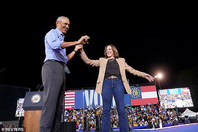 The Democrat took to the stage an hour late in the battleground state to claim Trump wants to become a dictator when he returns to the White House and level accusations that he wanted his generals to resemble Adolf Hitler's.