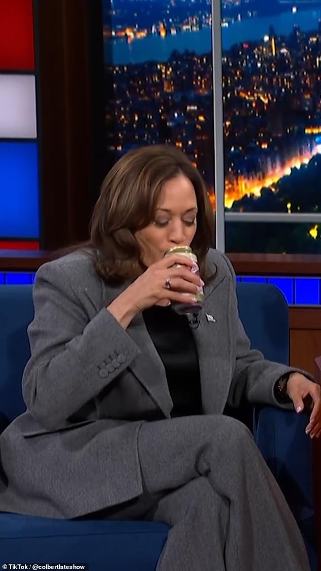 Kamala Harris continued her media blitz by letting her hair down and having a beer with Stephen Colbert on CBS' 