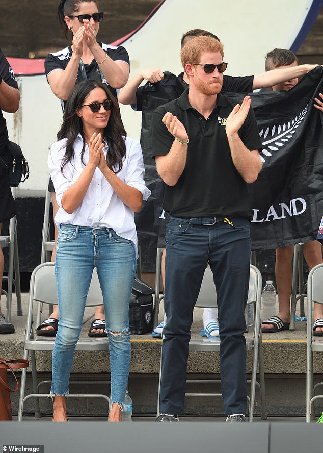 Meghan Markle wore ripped jeans to the Invictus Games in Toronto in September 2017 - her first ever official public appearance with Prince Harry