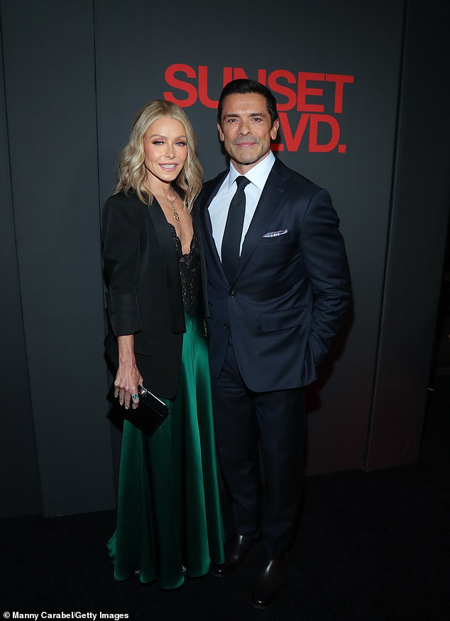 Kelly Ripa and her husband, Mark Consuelos, put on a strong united front while attending the Broadway opening of Sunset Boulevard, held Sunday night at the St. James Theater in Manhattan