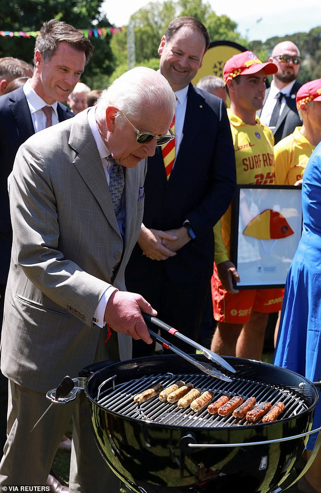 King Charles and Queen Camilla were invited to help out at a traditional Australian barbecue and were encouraged to use the tongs 'the Australian way'