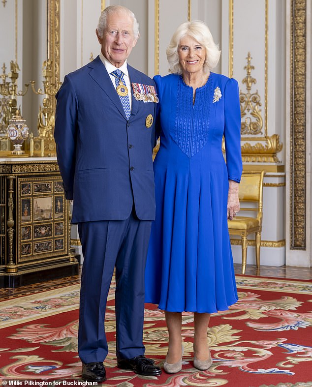 King Charles III (pictured left) and Queen Camilla pose for their official Australian visit portrait