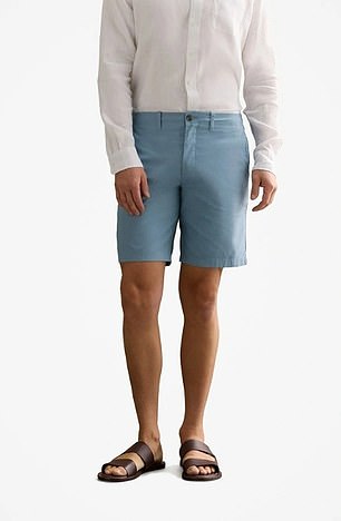 Pictured: the Trenery Riviera Basketweave Short in Steel Blue, priced at $119