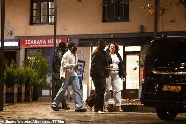 Kylian Mbappe and friends were spotted leaving Chez Jolie restaurant in Stockholm on Thursday