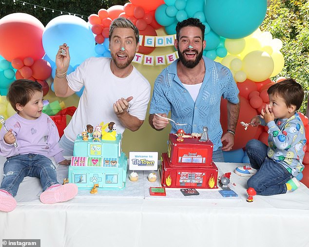 Lance Bass celebrated the third birthday of his twins Violet and Alexander on Tuesday. The *NSYNC member, 45, and his husband Michael Turchin hosted a birthday party inspired by his boy band days before their children's birthday on Oct. 13.