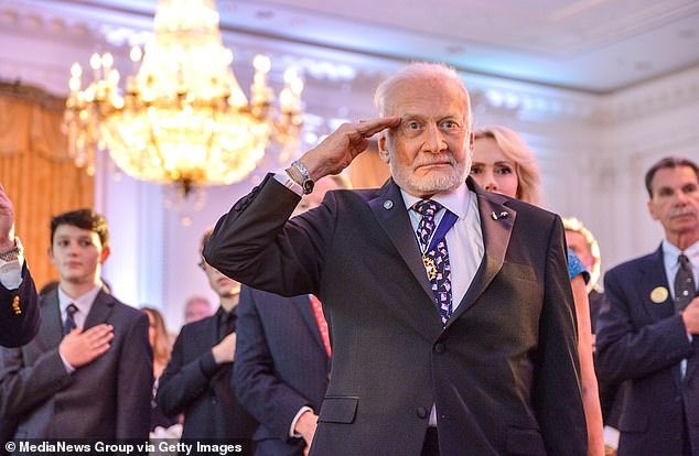 Buzz Aldrin, 94, who made history with Neil Armstrong when the two put boots on the moon's surface in 1969, endorsed Donald Trump and said America needs a 'proven, serious, proven leader as president'