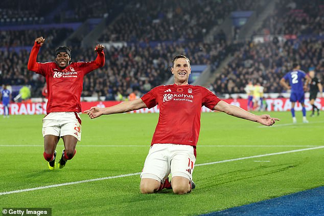 Chris Wood scored a brace to earn Nottingham Forest three points in their trip to Leicester