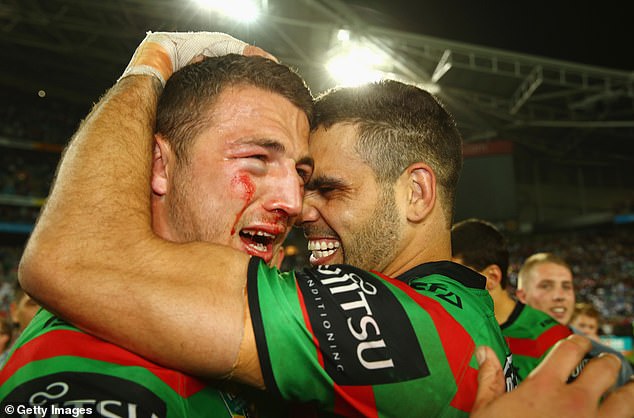 Martin is in the same league as South Sydney Rabbitohs champions Sam Burgess (pictured) and John Sattler, who both suffered broken jaws to be best on the park in premiership victories