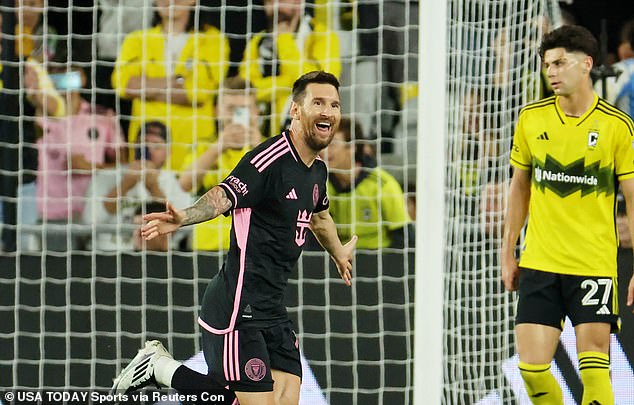 Messi departed after scoring his second goal of the evening to take a 2-0 lead