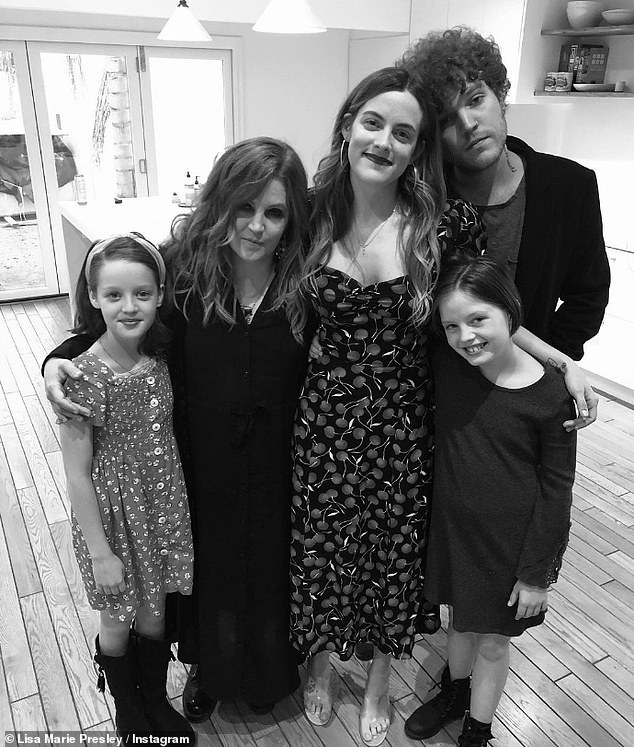 Here Lisa Marie is seen with all four of her children in 2019