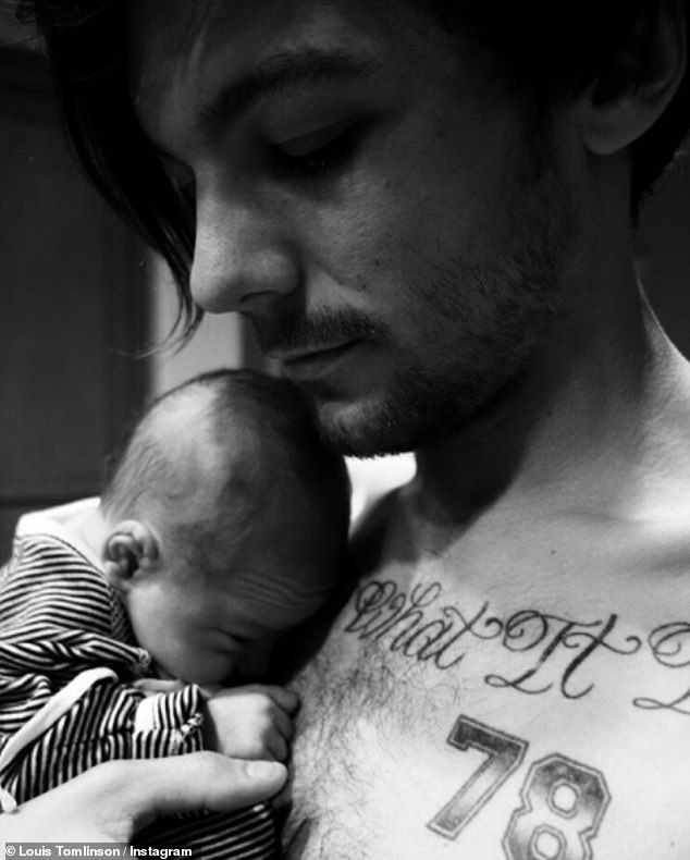 Louis, who shares Freddie with his ex Briana Jungwirth, also 32, welcomed their son in 2016, after a brief fling (Louis pictured with Freddie in 2016)