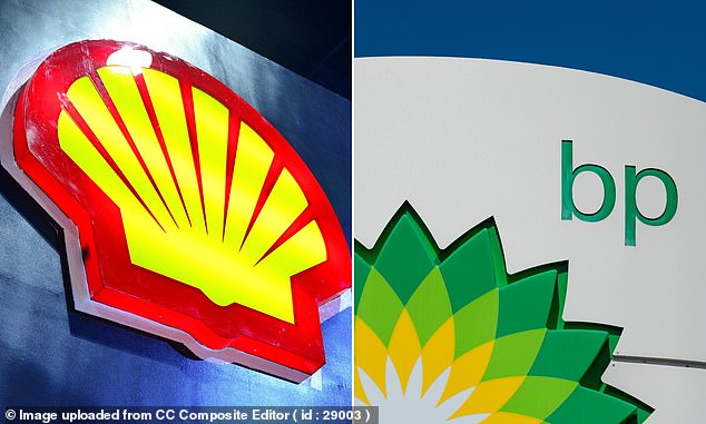 Rise: Shares of Shell and BP have risen thanks to a 13 percent rise in crude oil since Iran fired its missiles at Israel