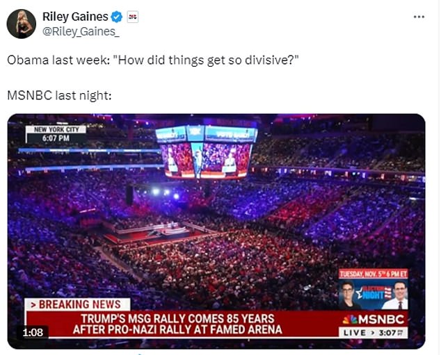 Social media users, including women's rights activist Riley Gaines, expressed outrage to MSNBC over the comparison