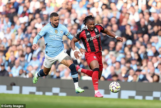 Adama Traore (right) beat Kyle Walker (left) on pace during Man City's 3-2 win over Fulham