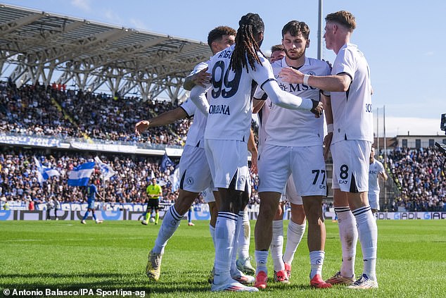 Man United are interested in signing Napoli winger Khvicha Kvaratskehlia (second from right)