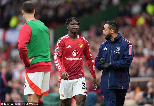 Kobbie Mainoo has been on the sidelines for a number of weeks after suffering a blow against Tottenham