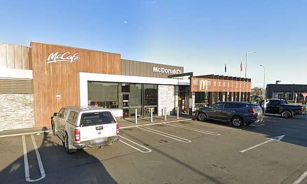 A man is in a critical condition after being stabbed at a McDonald's just outside Christchurch Airport, New Zealand's South Island, on Thursday evening (pictured).