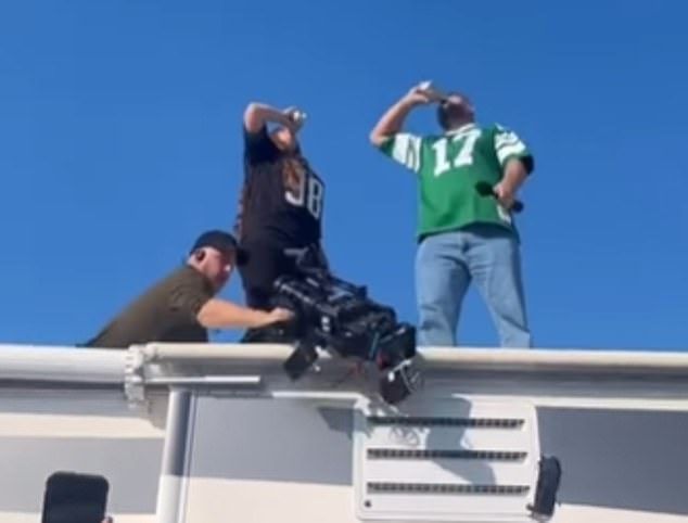 A cameraman filming Jason Kelce fell through the roof of an RV in Philadelphia