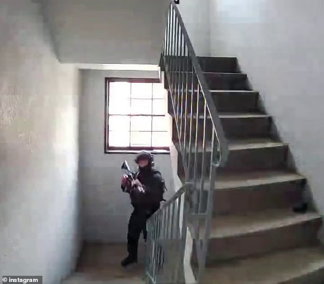 Pollard also filmed armed tactical officers in the stairwell of the Coogee unit complex