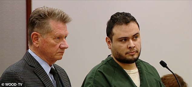 Saul Lucio-Ipina (right) and his lawyer listen as he is sentenced for electrocuting and torturing his ex-wife twice. He believed she was cheating on him