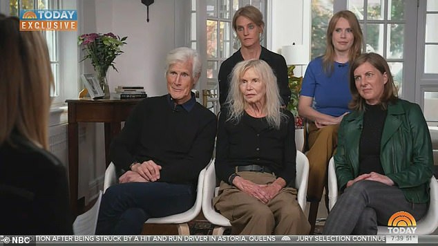 Matthew Perry's mother recalls their last conversation (Photo: Perry's mother Suzanne Morrison (center) with his stepfather Keith Morrison (left) and three of his sisters speaking to the Today show on the one-year anniversary of his death)