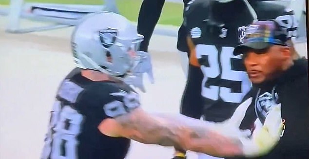 Maxx Crosby angrily pushed away a Raiders assistant coach during their loss to the Steelers