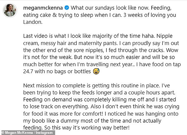 Megan McKenna shares honest update on breastfeeding and her postpartum