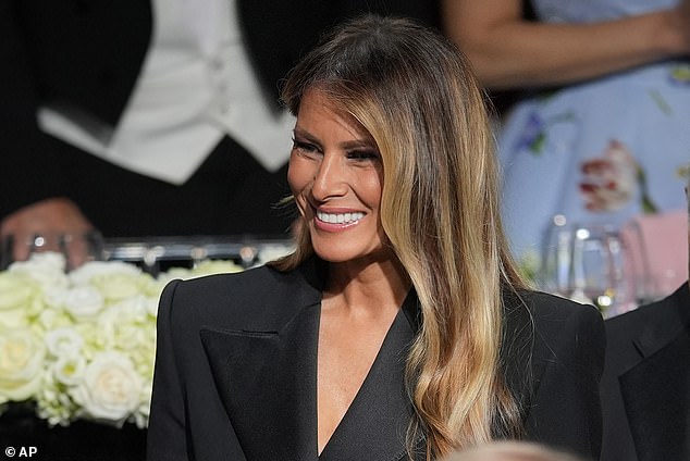 Former first lady Melania Trump arrives for the 79th annual Alfred E. Smith Memorial Foundation Dinner, Thursday, October 17, 2024, in New York