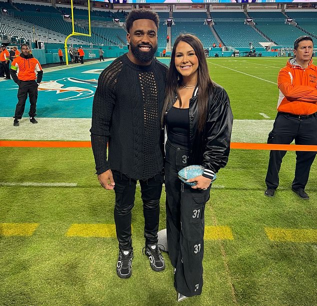 Devon Mostert, who is married to Dolphins RB Raheem, has hit out at Kamala online