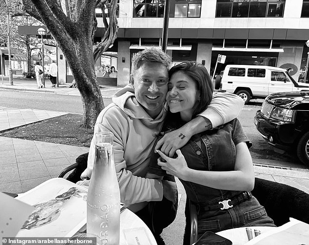 Meanwhile, Michael Clarke appears to be smitten with his new partner Arabella Sherborne, and on Wednesday she posted a loved-up photo to Instagram in which Clarke was captured with his arm tenderly wrapped around her outside a cafe. Both shown