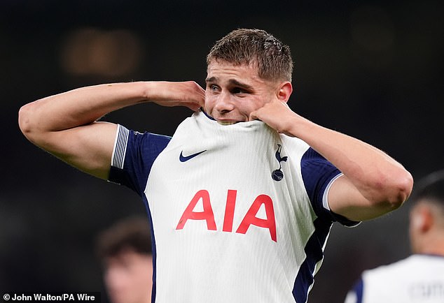 Micky van de Ven was moved to tears as he was substituted in the first half of Tottenham's win over Manchester City