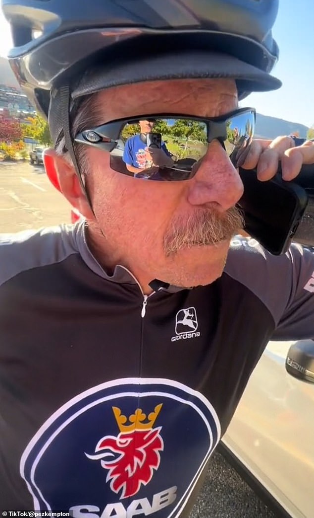 Pierce Kempton, 22, was driving to a skate park in Park City when he passed cyclist Gary Peacock, 73 (pictured), on the road, sparking a heated argument