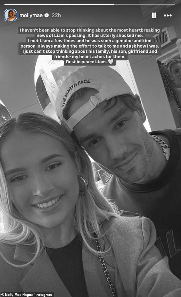 Molly-Mae Haag said she is 'utterly shocked' by Liam Payne's tragic death in heartbreaking tribute to the star