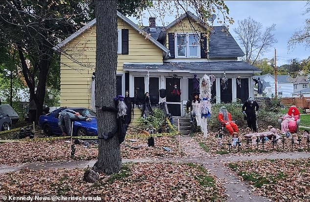 A mother has claimed her city council tried to take the fun out of Halloween by fining her more than $100 a day for her spooky decorations